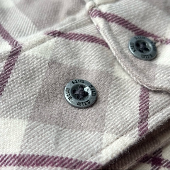 New 5.11 Tactical Ruth Flannel Shirt Womens Large Plaid Beige Pockets Military - Picture 6 of 16